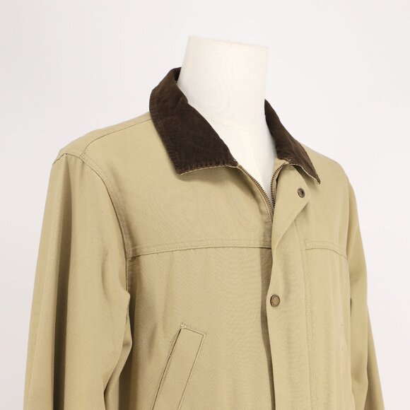 LANDS' END Men's Canvas Chore Barn Coat Field Jacket Plaid Khaki Tan Size L - Picture 3 of 12